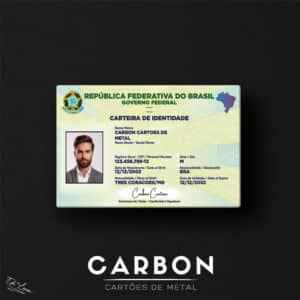 RG em metal de aço inoxidável com impressão colorida com QR Code para autenticação e tamanho de cartão de crédito.